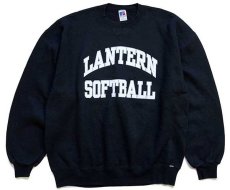 画像1: 90s USA製 RUSSELLラッセル LANTERN SOFTBALL 両面プリント 前V スウェット 黒 XL (1)