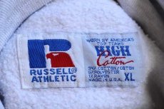 画像4: 90s USA製 RUSSELLラッセル FALCONS 刺繍 ハイネック 前V スウェット 杢ライトグレー XL (4)