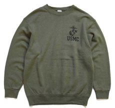 画像1: 17 USA製 米軍 USMC スウェット オリーブ M (1)