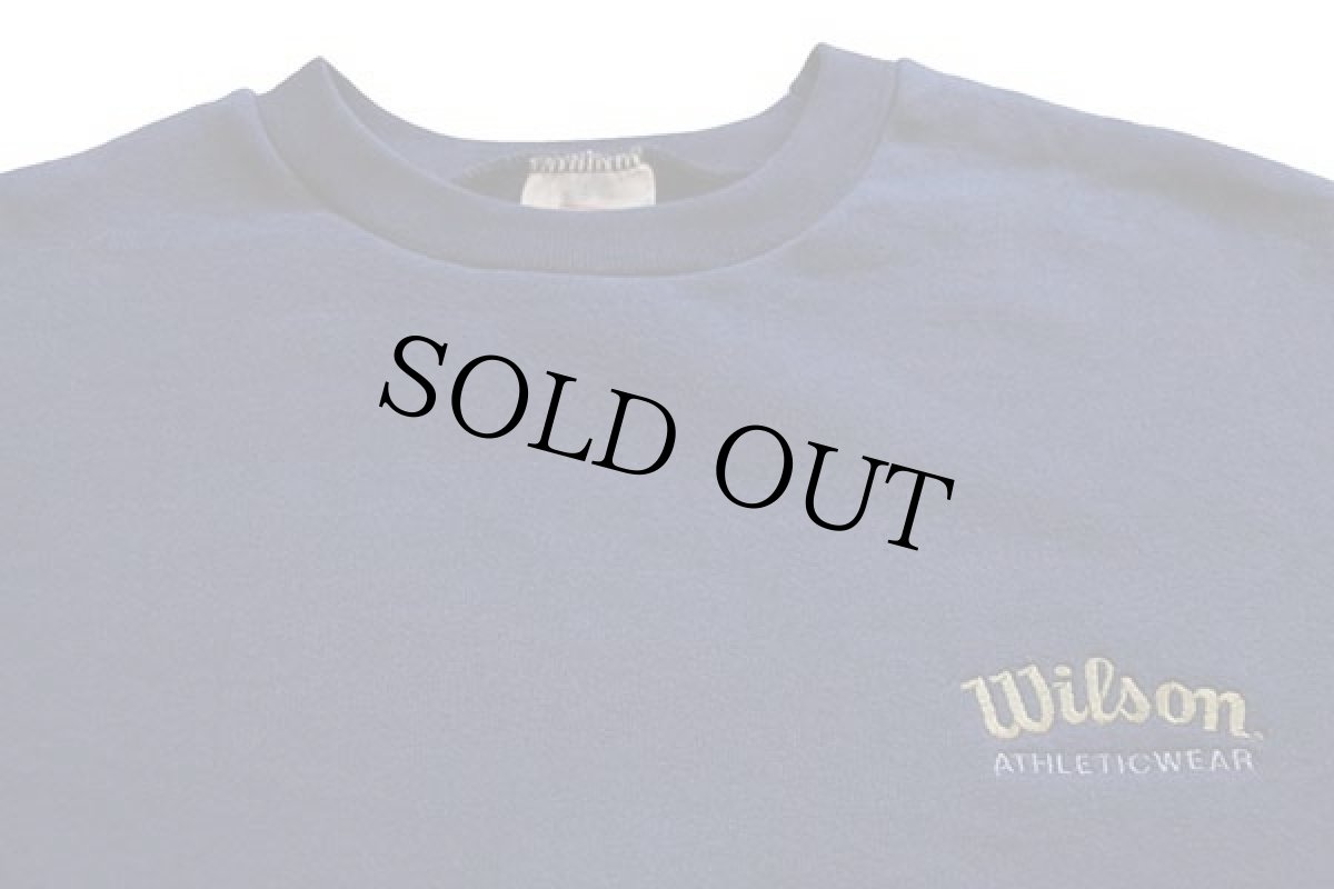 画像3: 90s USA製 LOGO7 Wilsonウィルソン ワンポイント リブライン スウェット 紺 (3)
