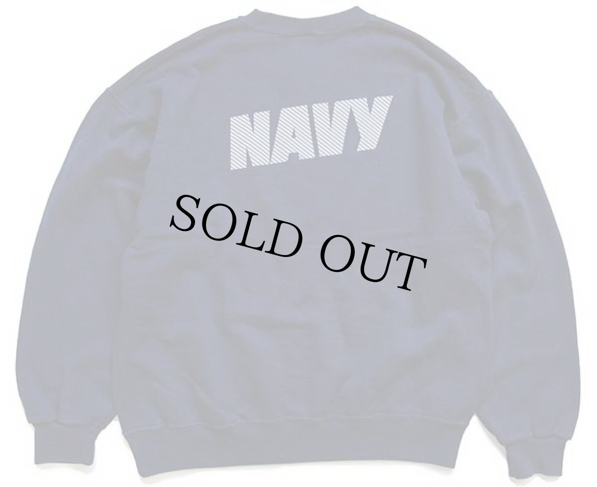 画像2: USA製 米軍 U.S.NAVY 両面リフレクタープリント 前V スウェット 紺 L (2)
