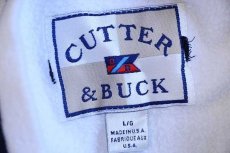 画像5: 90s USA製 CUTTER&BUCK ワンポイント モックネック リブライン リバースウィーブ スウェット 白 L (5)