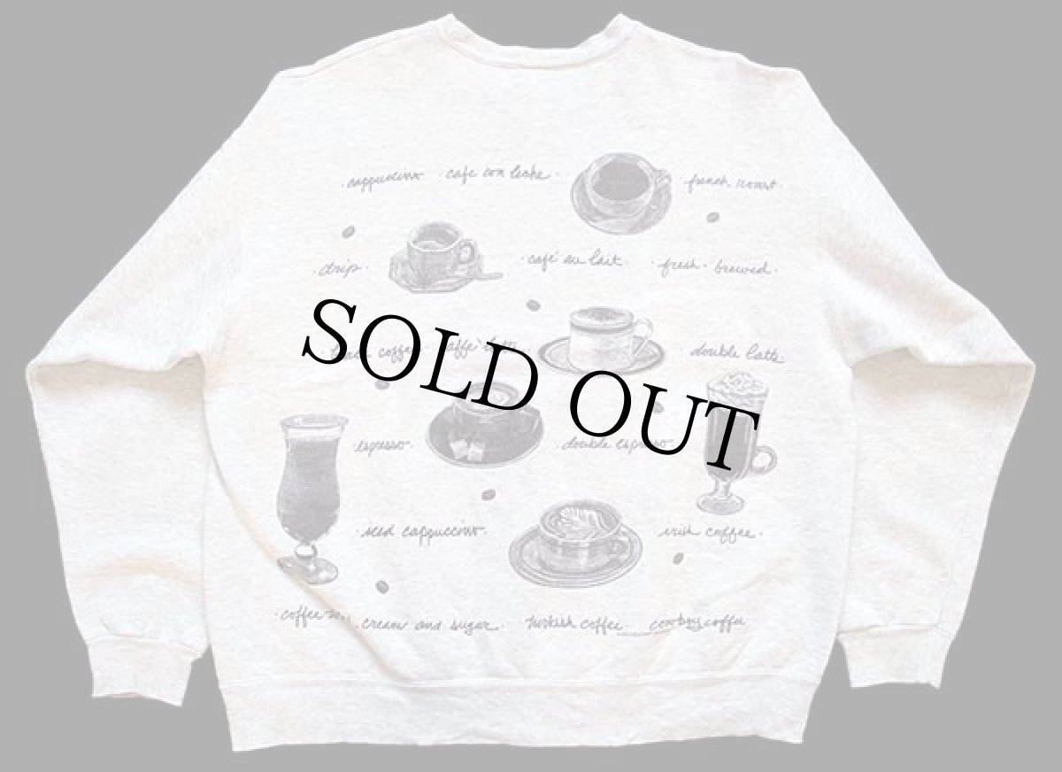 画像2: 90s USA製 rel e vant products コーヒー アート スウェット 杢グレー XL (2)