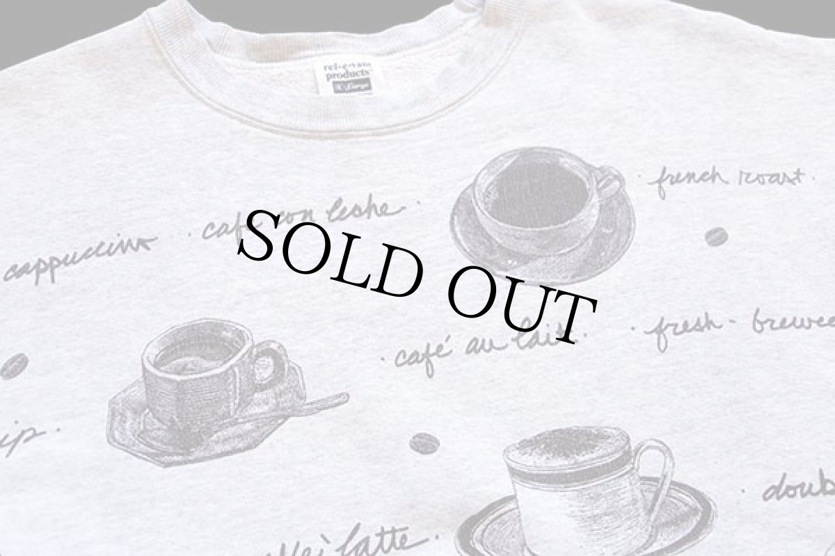 画像3: 90s USA製 rel e vant products コーヒー アート スウェット 杢グレー XL (3)