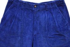 画像4: 80s GANT ツータック コットン 太畝 コーデュロイパンツ 青 w34 L34 (4)