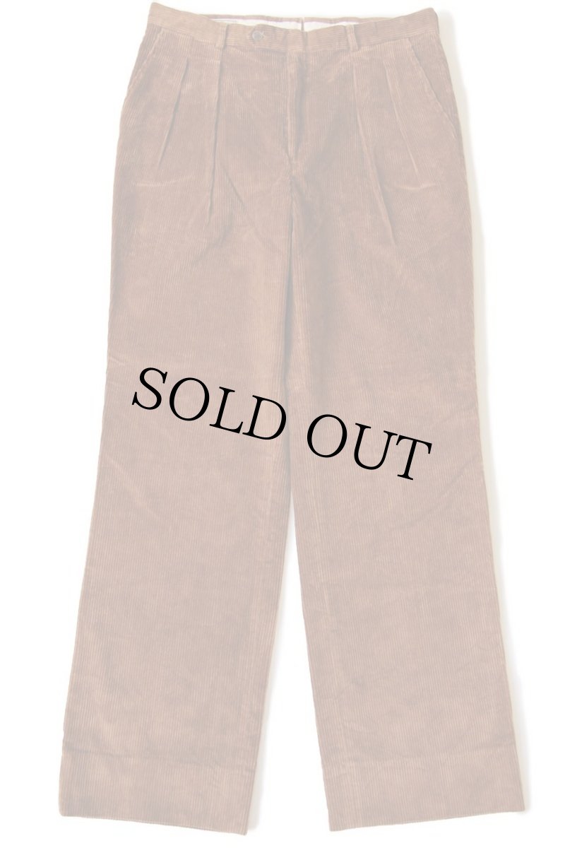 画像2: 80s USA製 L.L.Bean ツータック 太畝 コーデュロイパンツ 茶 w34 (2)