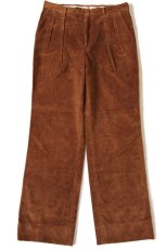 画像2: 80s USA製 L.L.Bean ツータック 太畝 コーデュロイパンツ 茶 w34 (2)