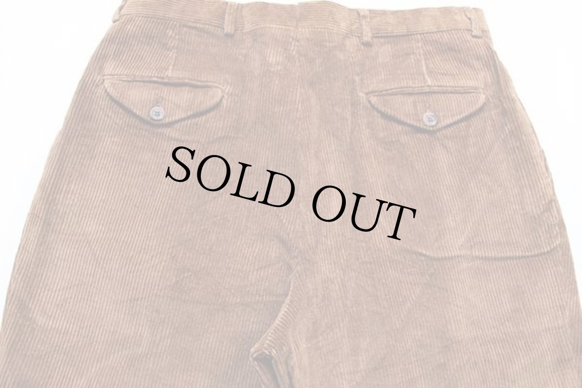 画像5: 80s USA製 L.L.Bean ツータック 太畝 コーデュロイパンツ 茶 w34 (5)