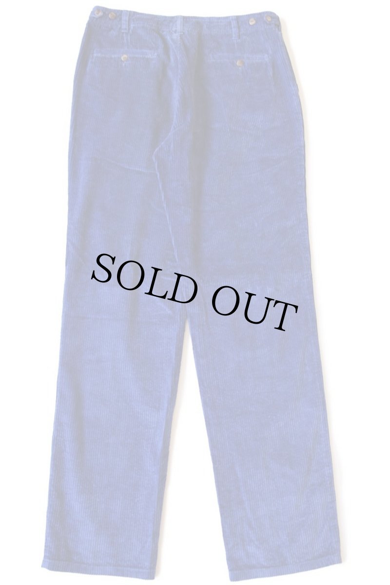 画像3: 80s GANT ツータック コットン 太畝 コーデュロイパンツ 青 w34 L34 (3)