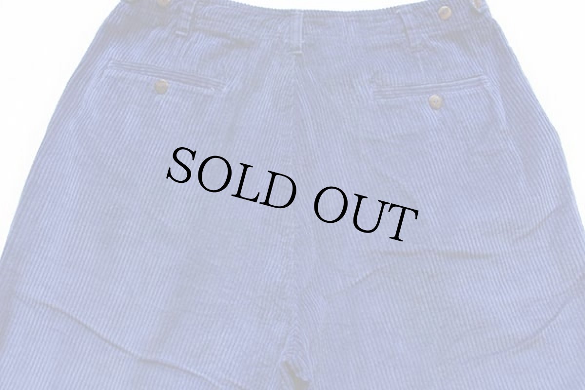 画像5: 80s GANT ツータック コットン 太畝 コーデュロイパンツ 青 w34 L34 (5)