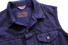 画像3: 80s フランス製 Levi'sリーバイス カットオフ カラーデニムベスト カスタム 後染め ナス紺★ユーロ (3)