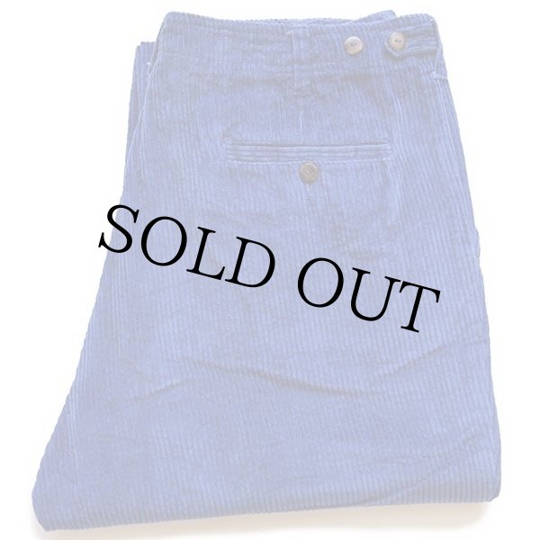 80s GANT ツータック コットン 太畝 コーデュロイパンツ 青 w34 L34