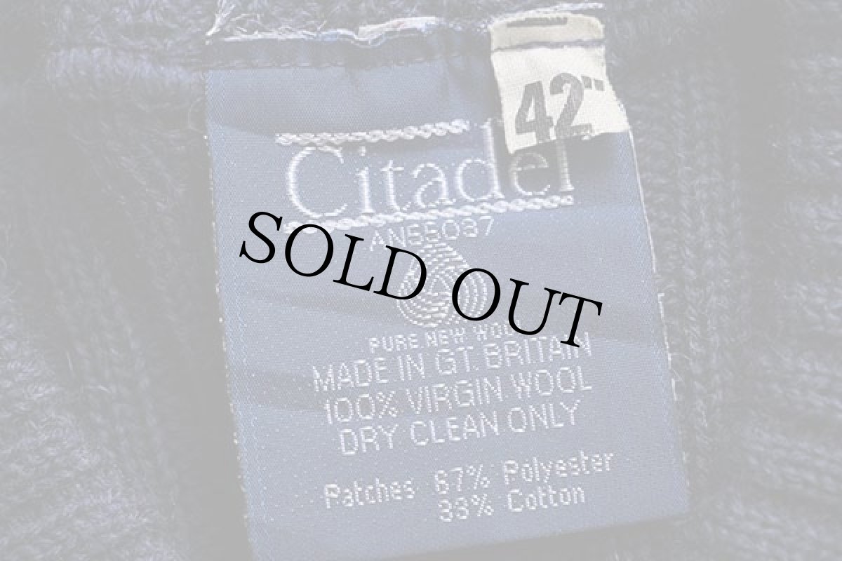 画像4: 英国製 Citadel Vネック ウールニット コマンドセーター 紺 42 (4)