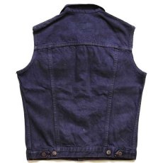 画像2: 80s フランス製 Levi'sリーバイス カットオフ カラーデニムベスト カスタム 後染め ナス紺★ユーロ (2)