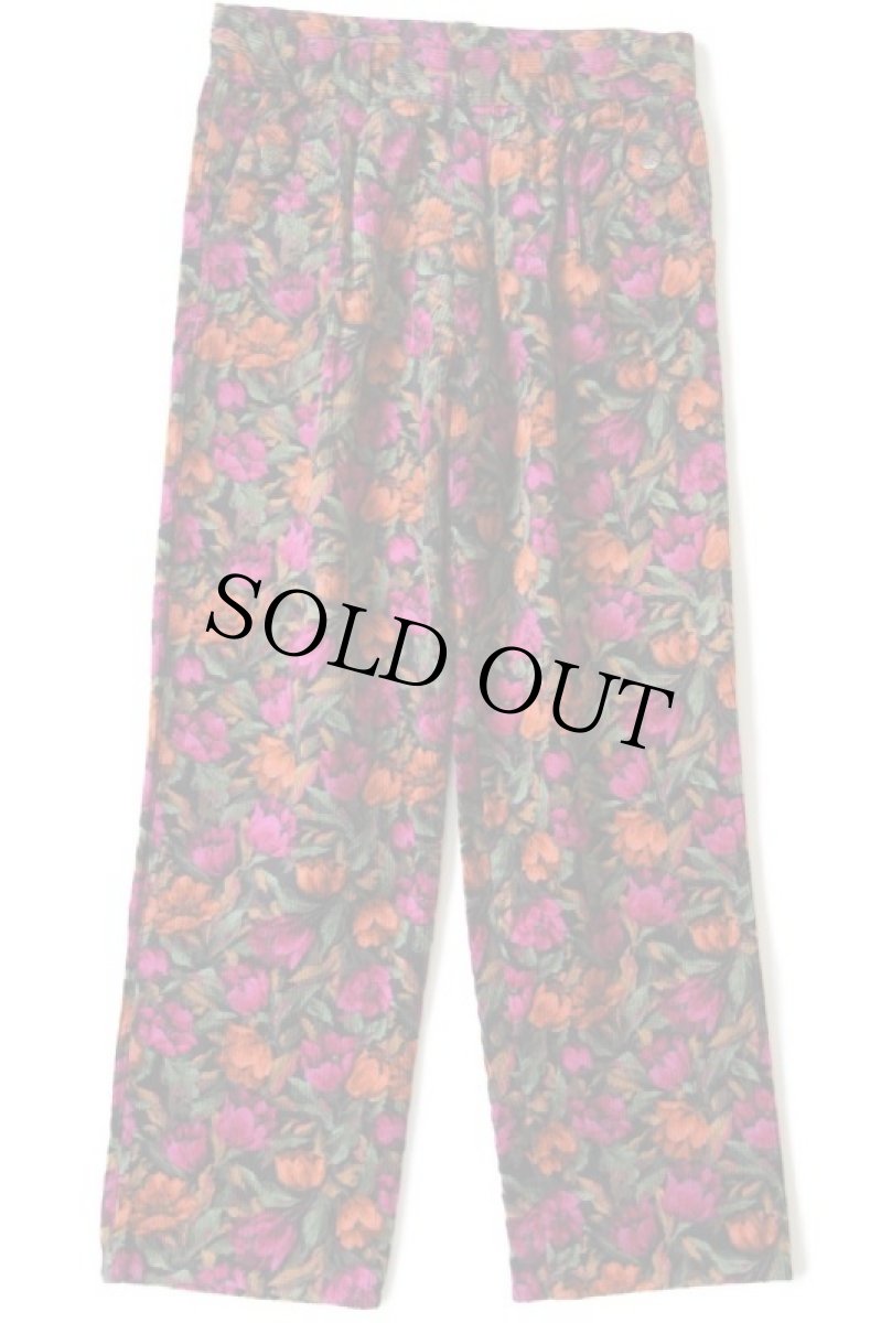 画像2: 80s SPEEDBIRD OF TEXAS フラワー柄 ツータック 太畝 コーデュロイ カプリパンツ w27 (2)