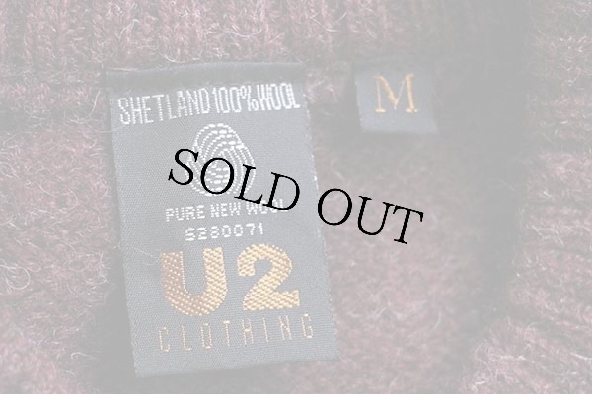 画像4: 90s U2 CLOTHING アーガイル柄 シェットランド ウールニット セーター M (4)