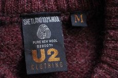 画像4: 90s U2 CLOTHING アーガイル柄 シェットランド ウールニット セーター M (4)