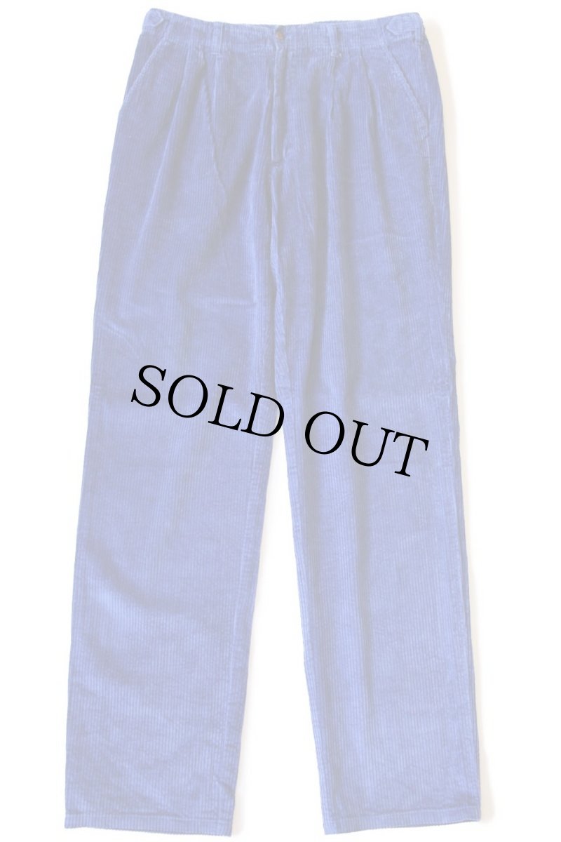 画像2: 80s GANT ツータック コットン 太畝 コーデュロイパンツ 青 w34 L34 (2)