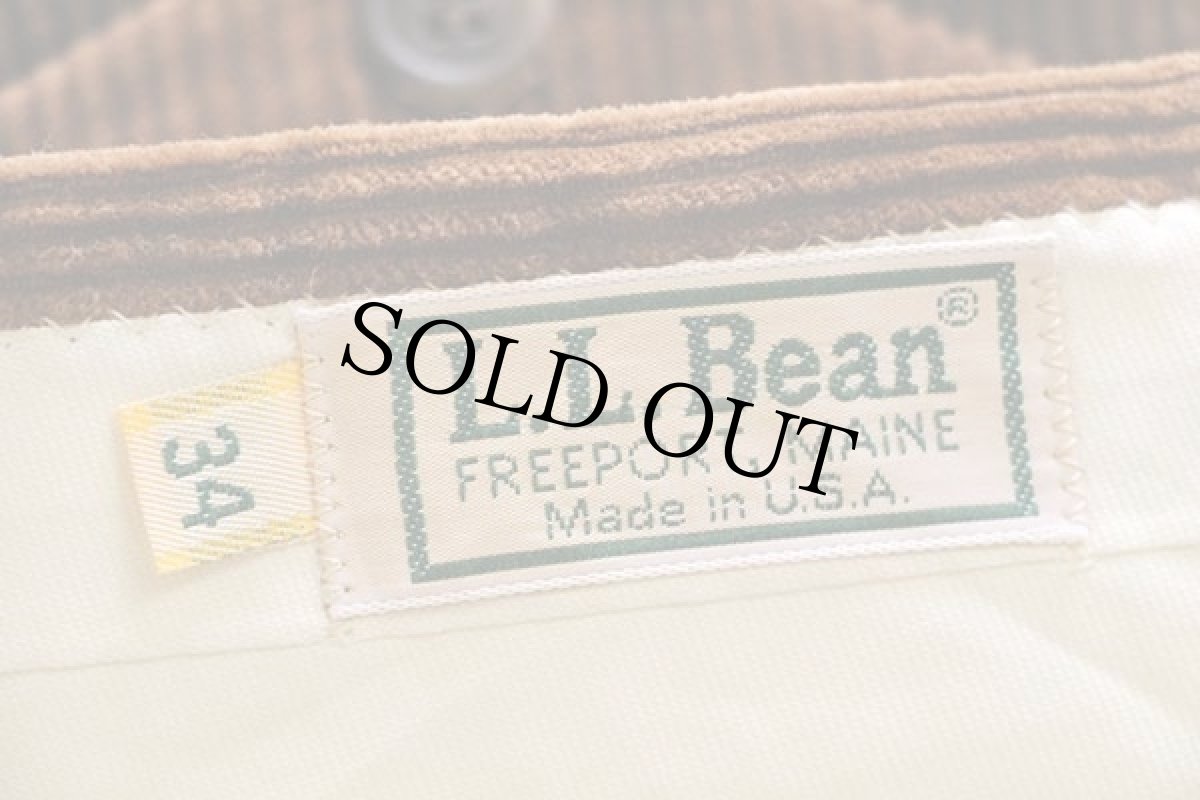 画像6: 80s USA製 L.L.Bean ツータック 太畝 コーデュロイパンツ 茶 w34 (6)