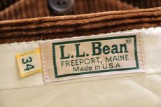 画像6: 80s USA製 L.L.Bean ツータック 太畝 コーデュロイパンツ 茶 w34 (6)