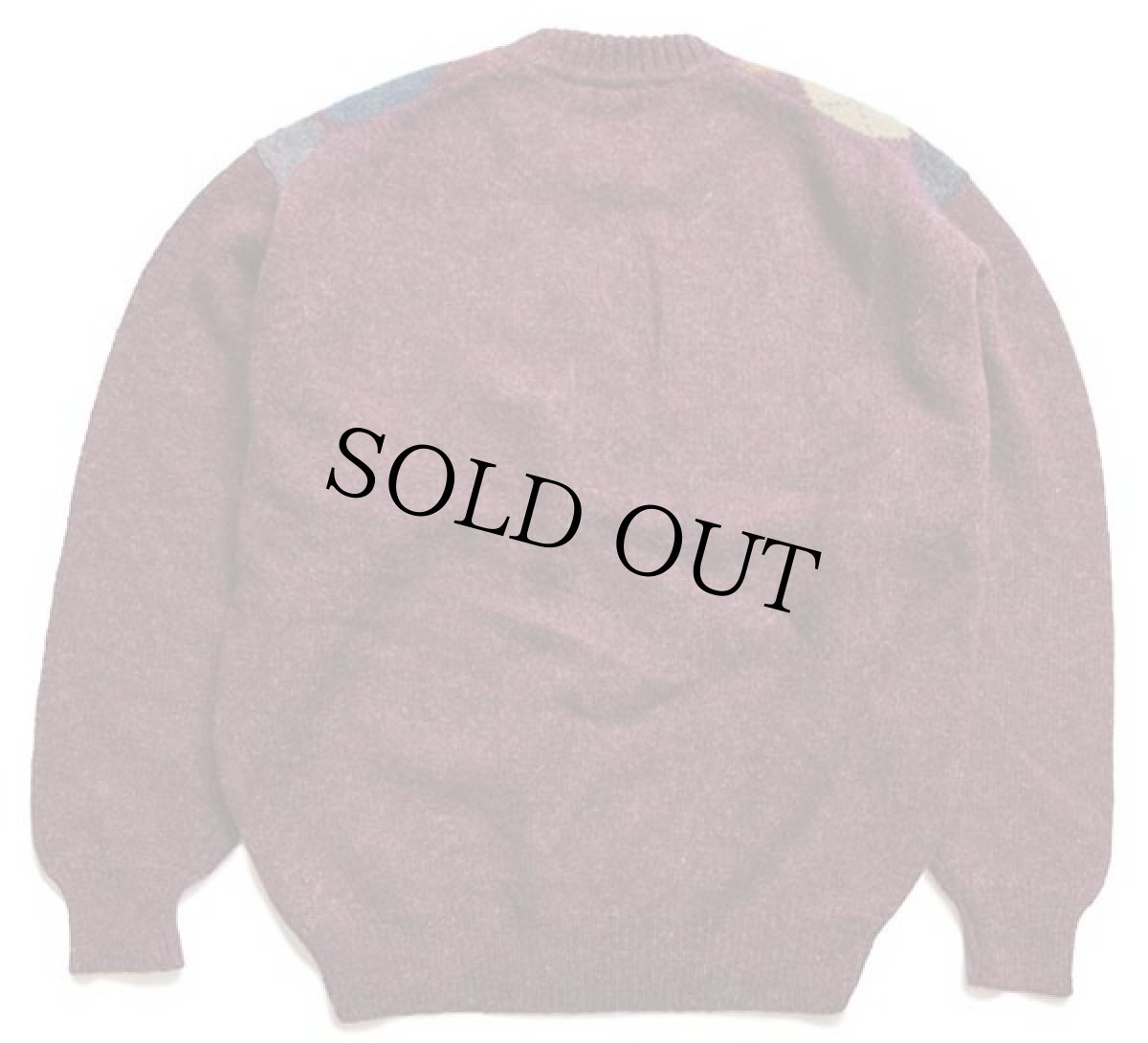 画像2: 90s U2 CLOTHING アーガイル柄 シェットランド ウールニット セーター M (2)