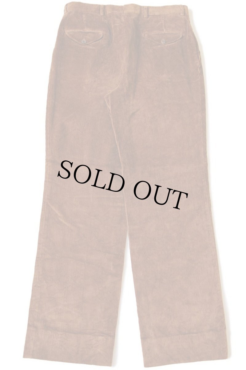 画像3: 80s USA製 L.L.Bean ツータック 太畝 コーデュロイパンツ 茶 w34 (3)