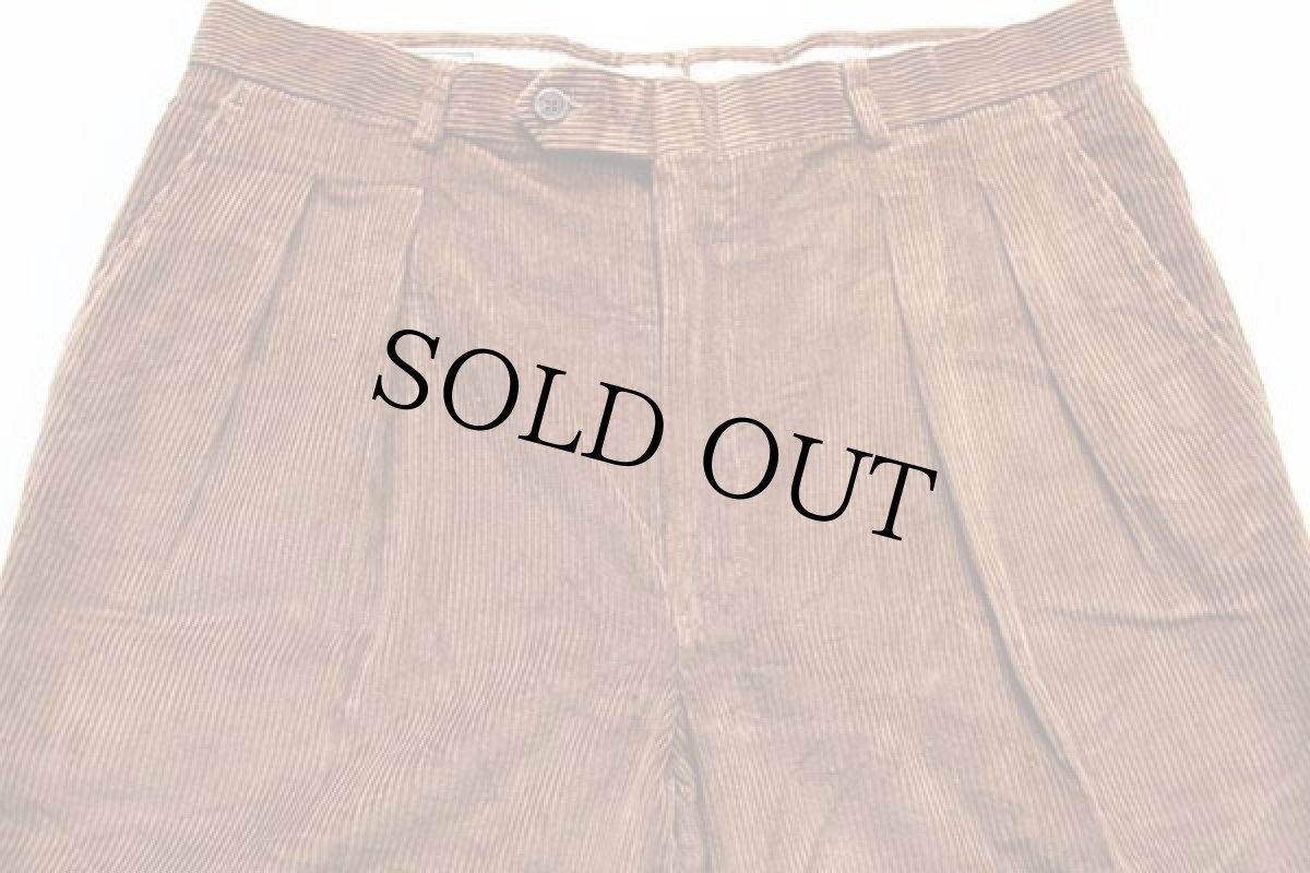 画像4: 80s USA製 L.L.Bean ツータック 太畝 コーデュロイパンツ 茶 w34 (4)