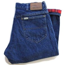 画像1: 90s USA製 L.L.Bean タータンチェック ネルライナー デニムパンツ w34 L30★Leeリー (1)