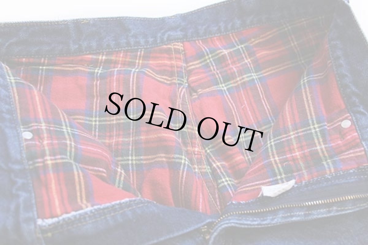 画像5: 90s USA製 L.L.Bean タータンチェック ネルライナー デニムパンツ w34 L30★Leeリー (5)