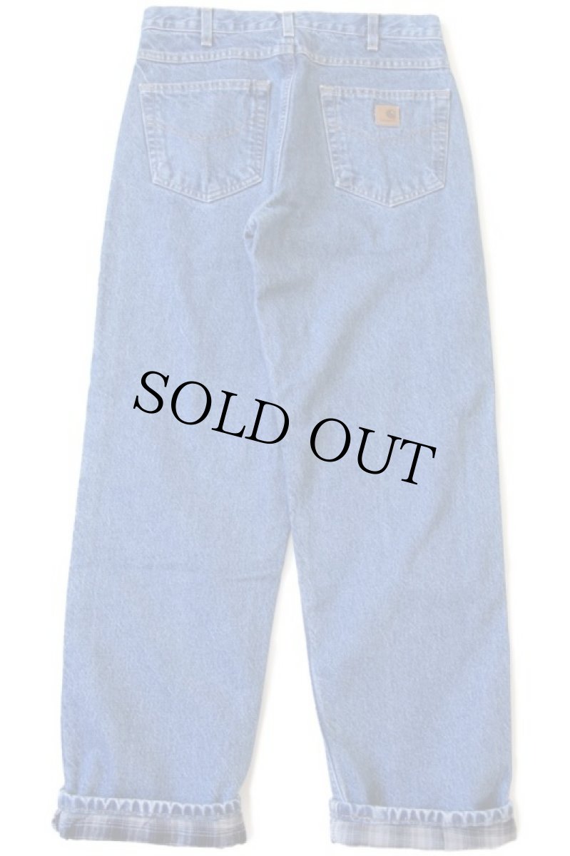 画像3: メキシコ製 carharttカーハート タータンチェック ネルライナー デニムパンツ w32 L32 (3)