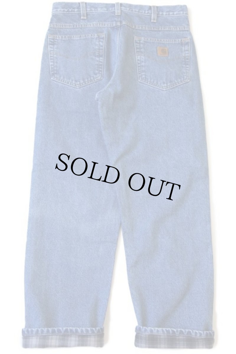 画像3: carharttカーハート タータンチェック ネルライナー デニムパンツ w34 (3)