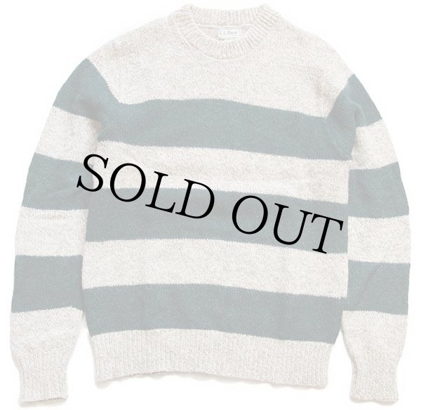80s USA製 L.L.Bean 太ボーダー ウールニット セーター L - Sixpacjoe