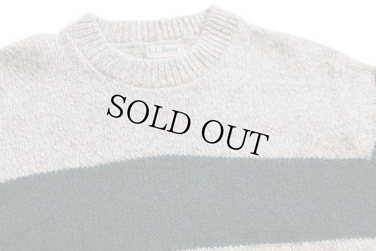 画像3: 80s USA製 L.L.Bean 太ボーダー ウールニット セーター L (3)