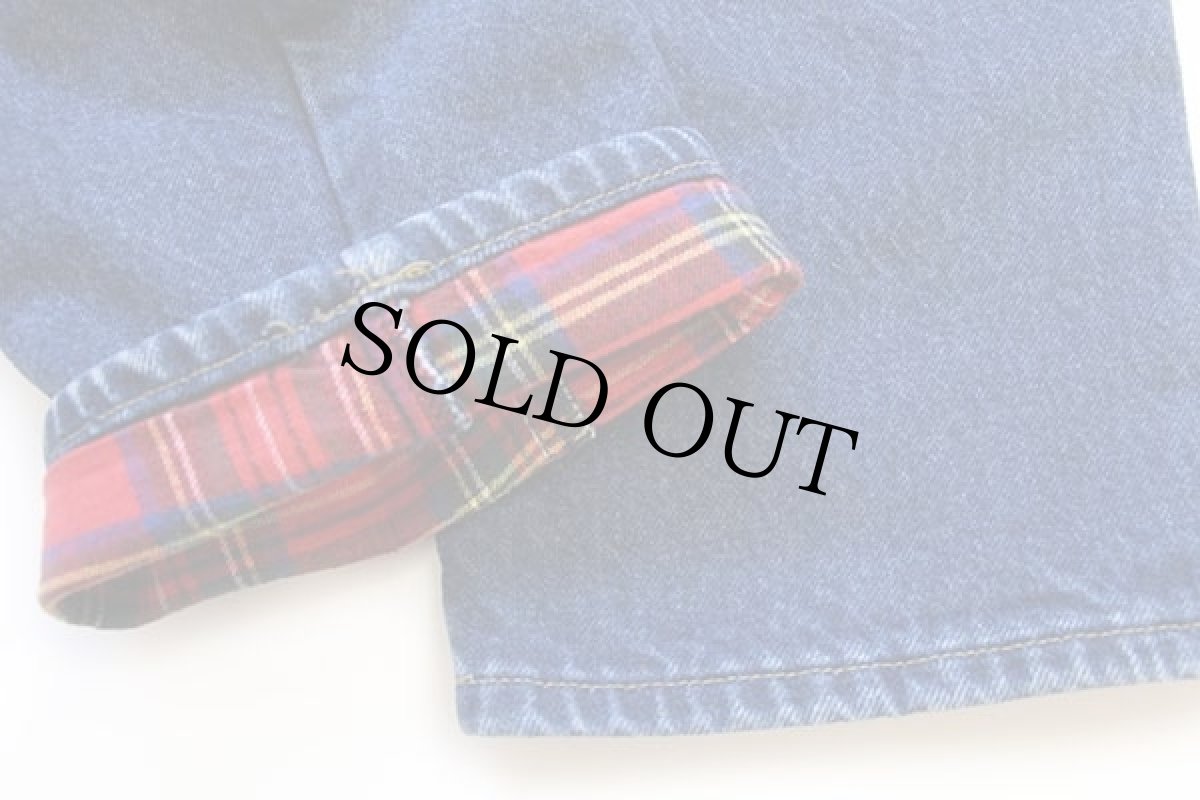 画像8: 90s USA製 L.L.Bean タータンチェック ネルライナー デニムパンツ w34 L30★Leeリー (8)