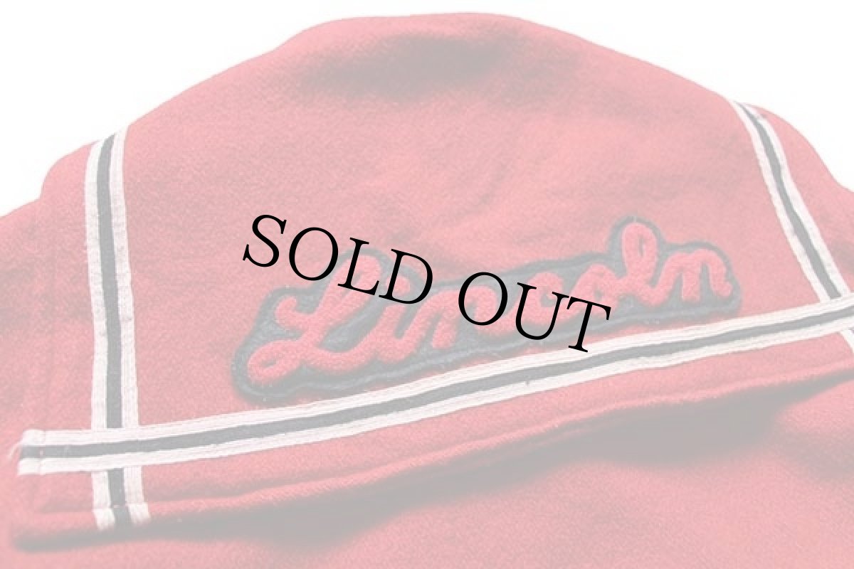 画像4: 80s USA製 Ripon Jackets パッチ付き セーラーカラー メルトン ウール スタジャン 赤 40 (4)