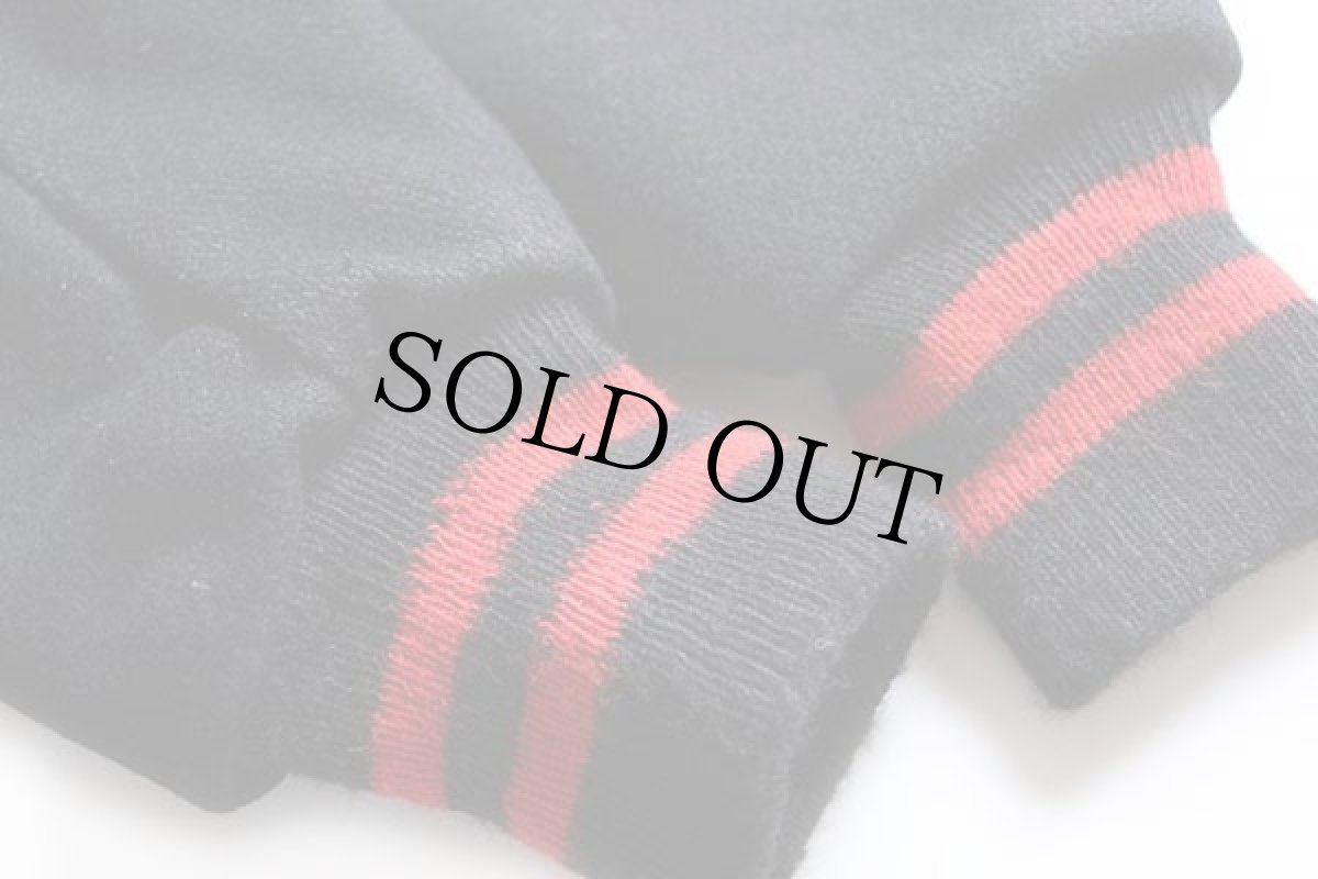 画像7: 80s DeLONGデロング パッチ付き セーラーカラー メルトン ウール スタジャン 黒×赤 16 (7)