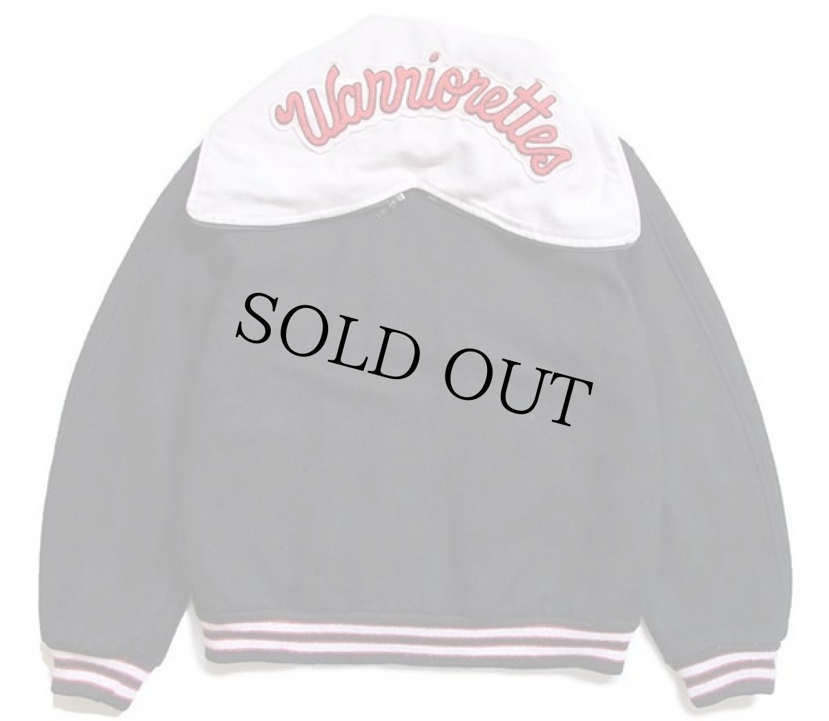 画像2: 90s COLEMAN パッチ付き セーラーカラー メルトン ウール スタジャン 黒×白 40 (2)