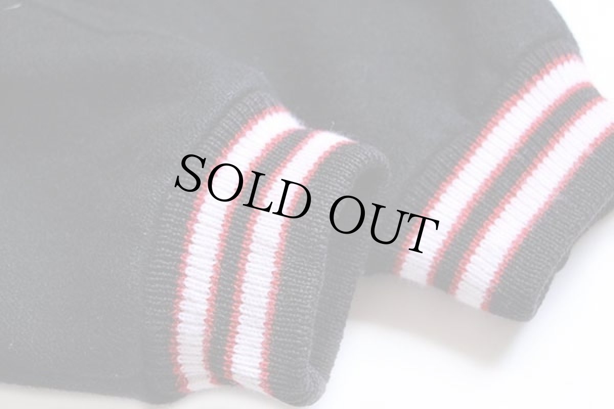 画像7: 90s COLEMAN パッチ付き セーラーカラー メルトン ウール スタジャン 黒×白 40 (7)