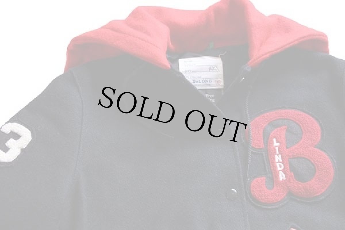 画像3: 80s DeLONGデロング パッチ付き セーラーカラー メルトン ウール スタジャン 黒×赤 16 (3)