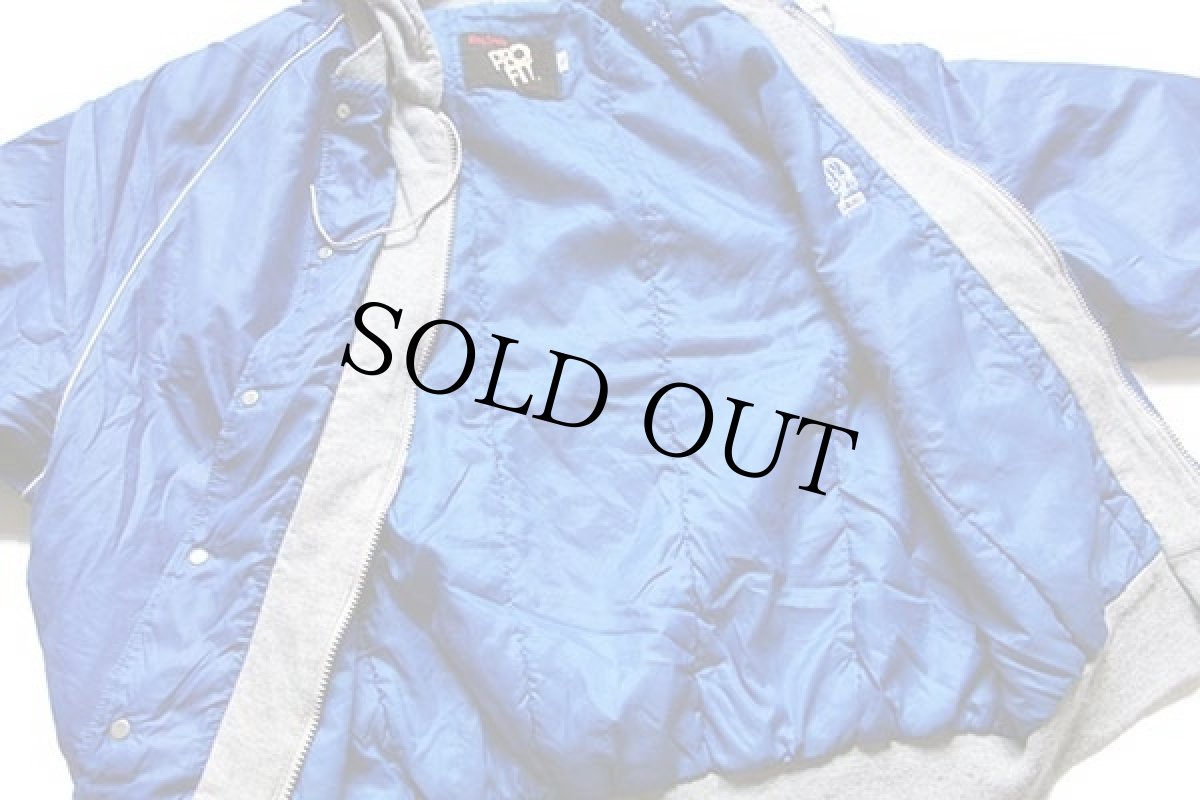 画像5: 90s USA製 King Louieキングルイ CARLISLE 刺繍 フード付き キルティングライナー ナイロンジャケット 青 XL (5)