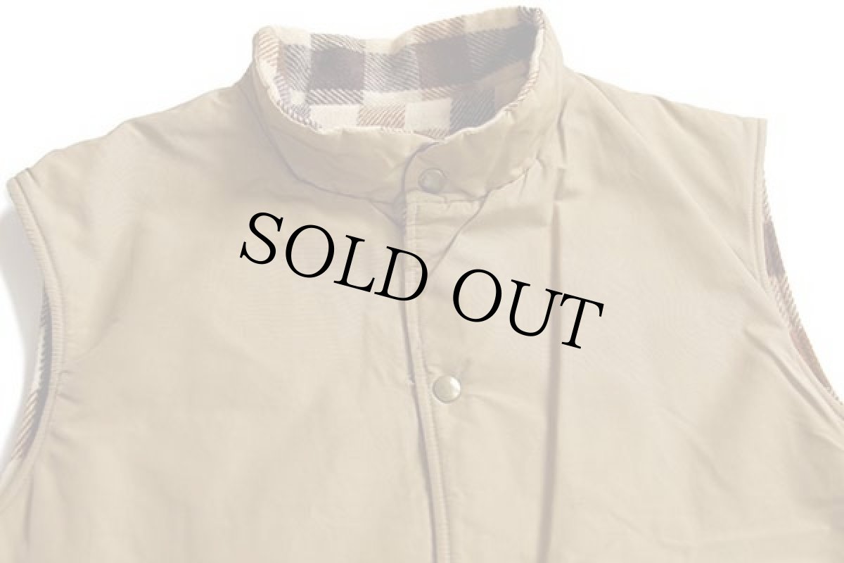 画像7: 80s USA製 L.L.Bean リバーシブル ブロックチェック ウール×ナイロン ベスト カーキ L (7)