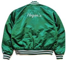 画像2: 80s USA製 STARTERスターター Hogan's 刺繍 キルティングライナー ナイロンスタジャン 緑 XL (2)