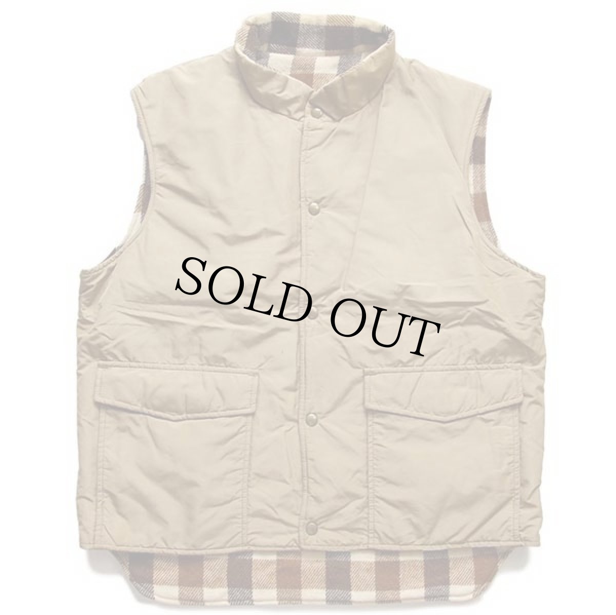 画像5: 80s USA製 L.L.Bean リバーシブル ブロックチェック ウール×ナイロン ベスト カーキ L (5)