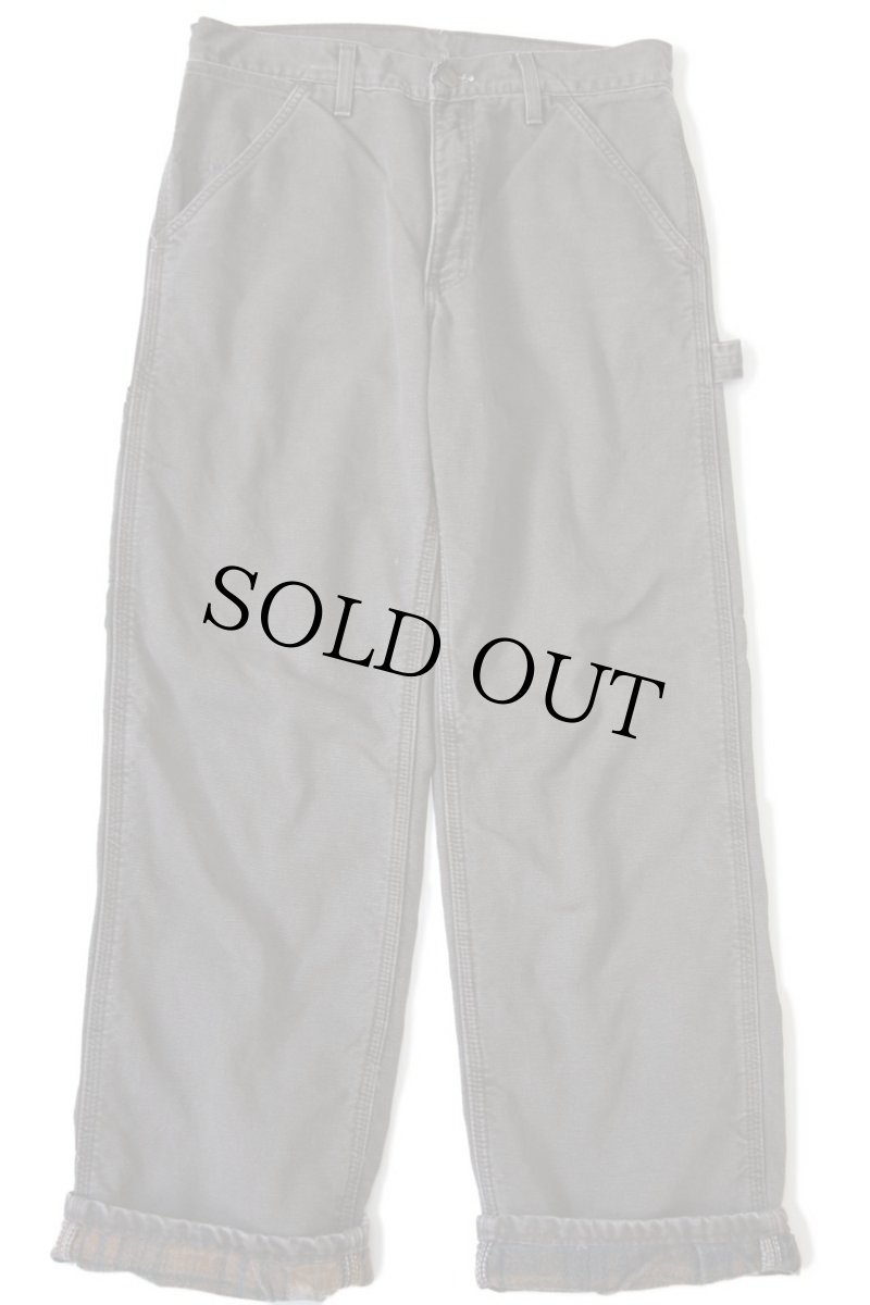 画像2: 00s USA製 carharttカーハート チェック ネルライナー ダック地 ペインターパンツ グレーブラウン w31 L30 (2)