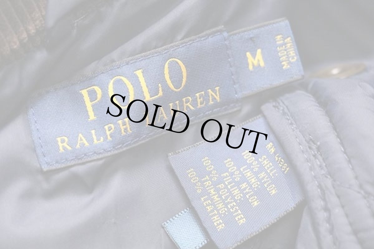 画像4: ポロ ラルフローレン チンスト&ガンパッチ付き ナイロン キルティングジャケット 紺 ボーイズM (4)