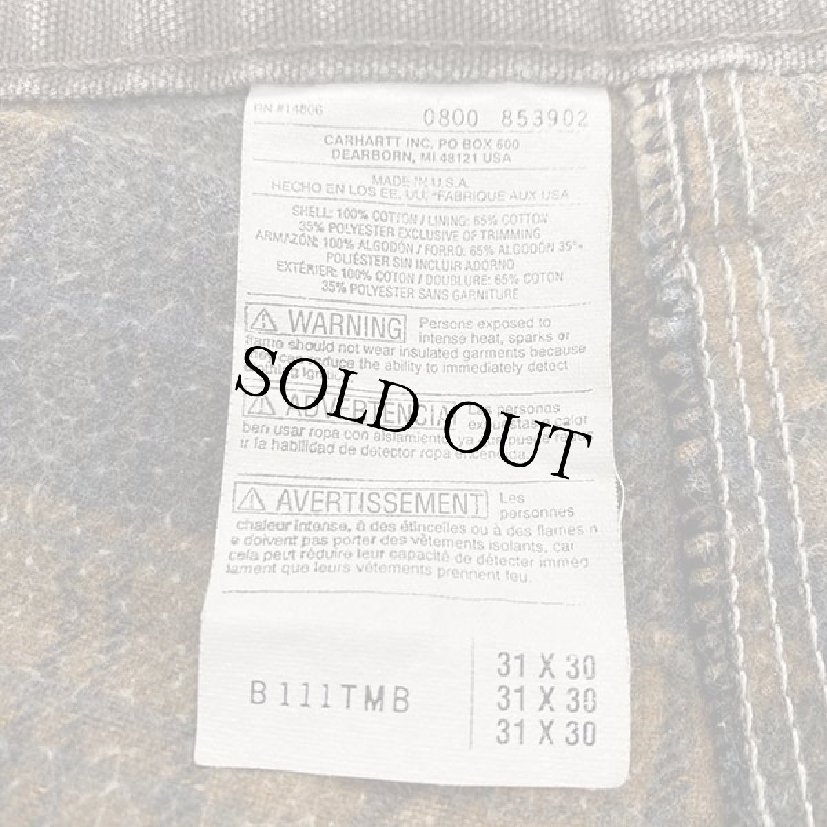 画像6: 00s USA製 carharttカーハート チェック ネルライナー ダック地 ペインターパンツ グレーブラウン w31 L30 (6)