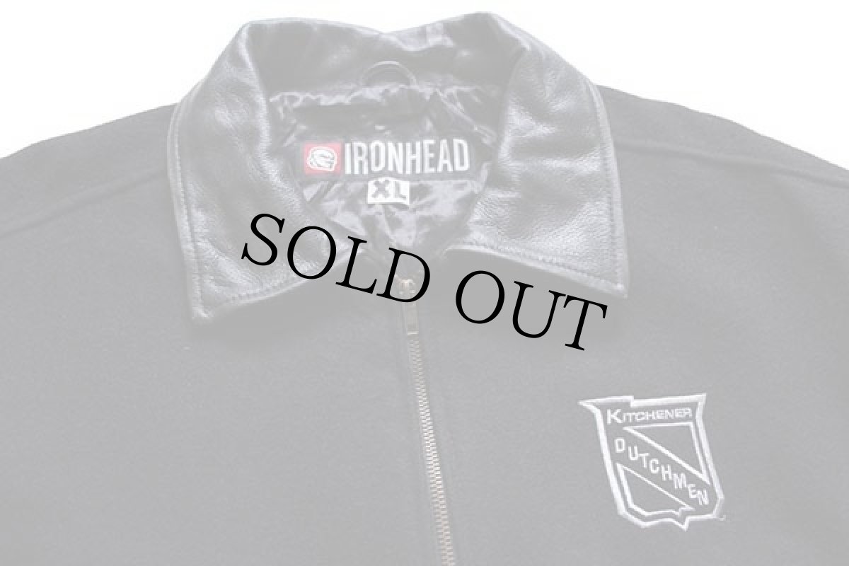 画像3: カナダ製 IRONHEAD KITCHENER DUTCHMEN 刺繍 メルトン ウール ロング スタジャン 黒 XL (3)