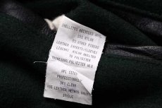 画像5: 90s USA製 HOLLOWAY キルティングライナー メルトン ウール 袖革スタジャン 緑×黒 S-S (5)