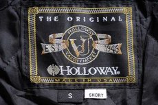 画像4: 90s USA製 HOLLOWAY キルティングライナー メルトン ウール 袖革スタジャン 緑×黒 S-S (4)