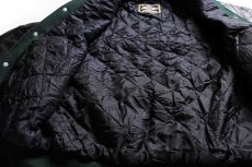画像6: 90s USA製 HOLLOWAY キルティングライナー メルトン ウール 袖革スタジャン 緑×黒 S-S (6)